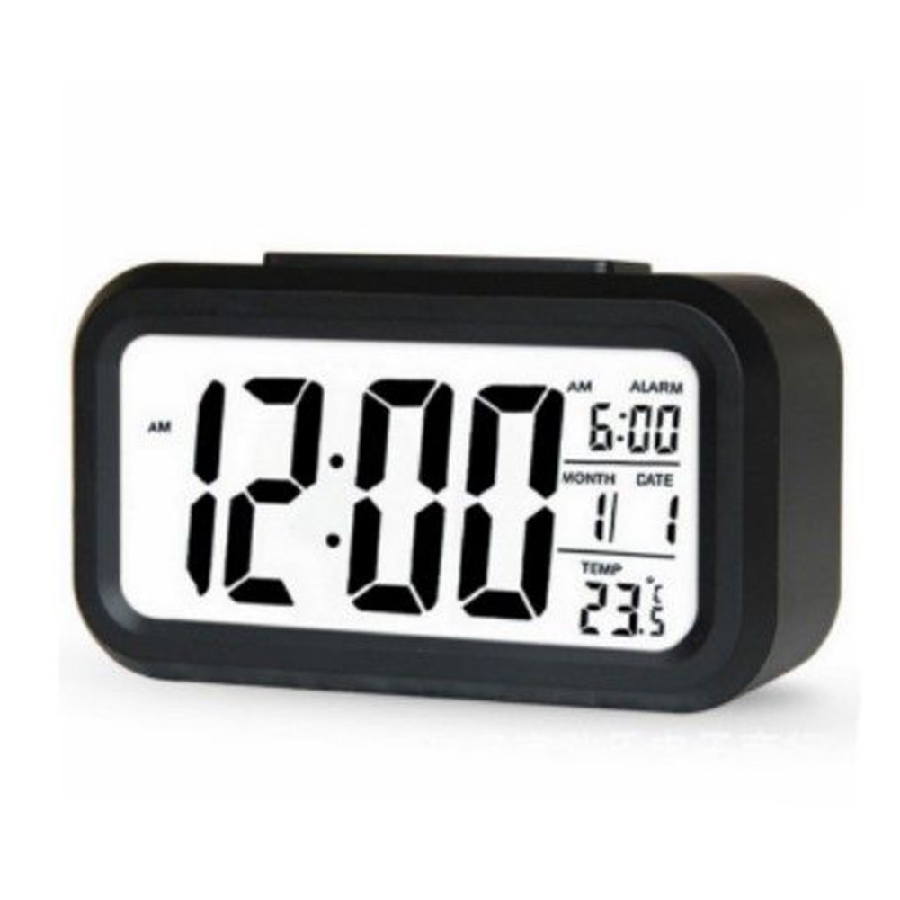 Fancy Digital Bedside LED Snooze Alarm Clock Time Temperature Day/Night