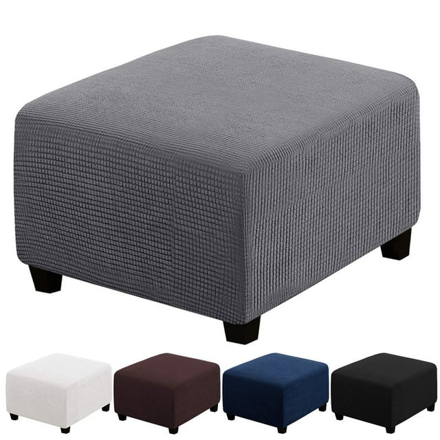 CHOK 2024 Lapalife Stretch Ottoman Covers Square Ottoman Slipcovers Footstool Cover (L Gray)