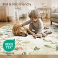 thumbnail image 4 of ODIKA 4'x6' Sage Green Boho Cottagecore Vintage Washable Area Rug Distressed Garden Bloom Pastel Botanical Repeat Refined Edge Non-Slip, Chair-Friendly, Flatwoven for Home Office, Under Desk, 4 of 7