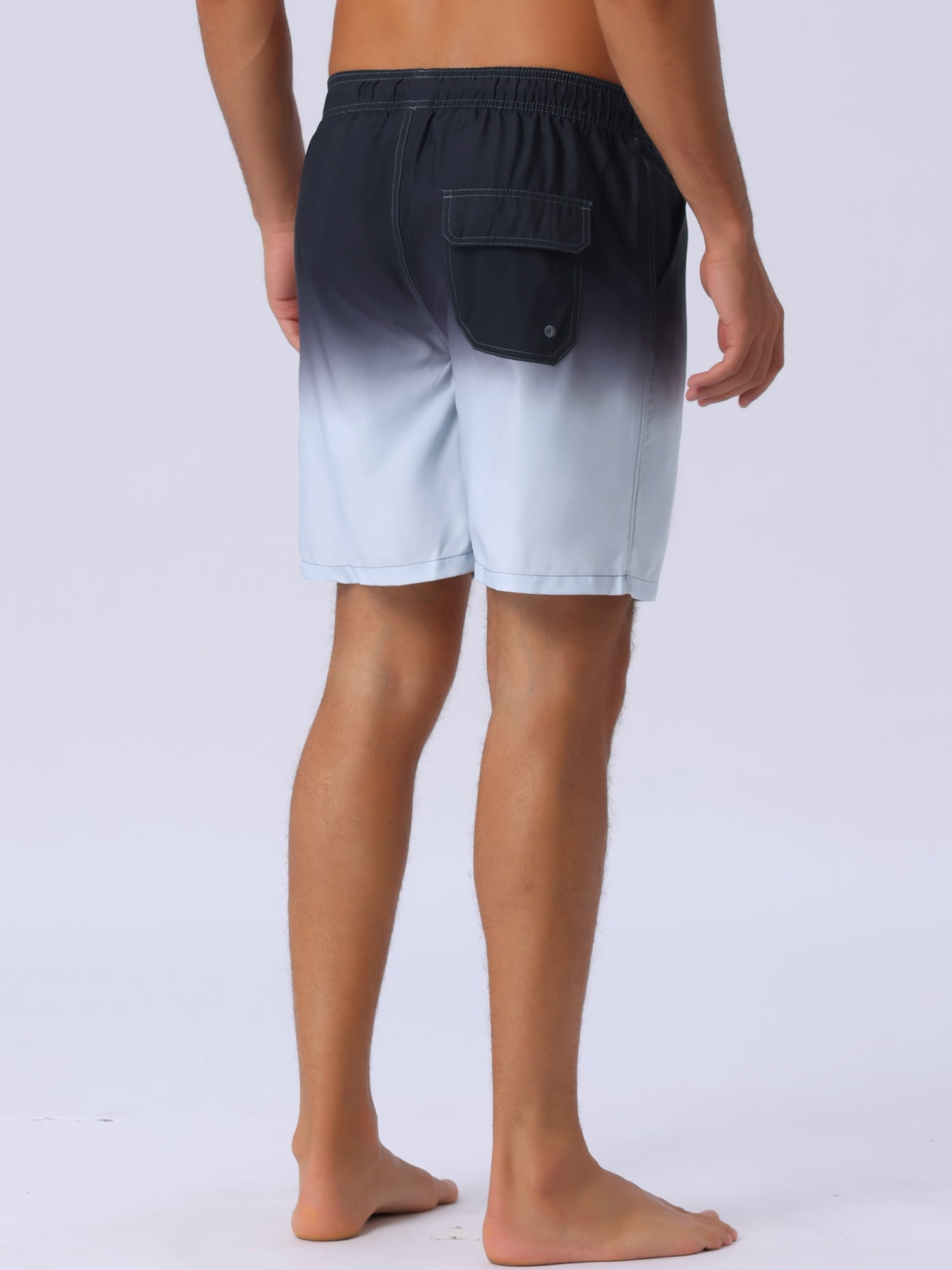 DARING DIVA Men's Gradient Color Drawstring Elastic Waist Lining Swimming Trunks 34 Gray