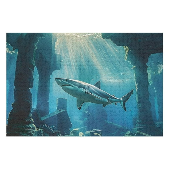 Puzzles for Adults 300 Pieces - Shark Ocean Perfect Interlocking Clear Printing - Adults Educational Puzzle Gift Ideal