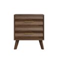 thumbnail image 6 of 1-Pcs Accent Wooden Nightstand with Gold Metal Handles, Bedside Storage Table Small Cabinet with 2 Drawers, 6 of 8