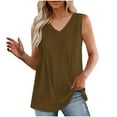 thumbnail image 1 of Timegard Débardeurs pour Femmes Col en V Sans Manches Froncés Couleur Unie Tunique Décontractée Confortable pour Leggings, 1 of 7