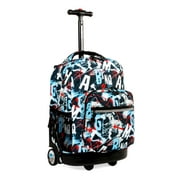 JWORLD J World Boys and Girls Sunrise 18" Rolling Backpack for School and Travel, Graffiti