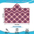 thumbnail image 2 of Red Blue White Star Plaid Checkered Pattern Hooded Bath Towel，50"x30" for Ages 3 To 12 Kids, Quick Dry Lightweight Soft Microfiber Hood Beach Towel Cover Up for Kids, 2 of 7