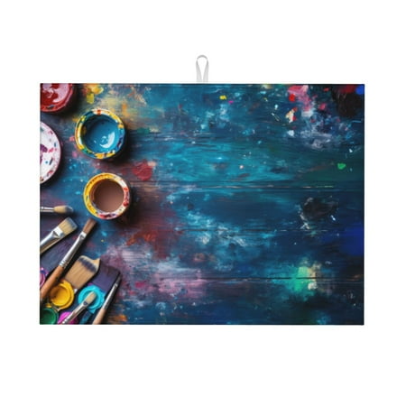 

Ocsxa Abstract Colorful Art Supplies Dish Drying Mat for Kitchen Counter Coffee Bar Coffee Station Accessories Absorbent Coffee Mat Kitchen Drying Mat Easy Clean 18x24 Inch