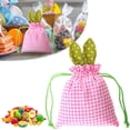 thumbnail image 2 of CoreLiving Easter Goodie Bags Bunny Drawstring Treat Bags with Spring Floral Pattern Reusable Gift Wrap Bags for Easter Party Favors Small Gift Baskets, 2 of 9