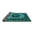 thumbnail image 2 of Ahgly Company Indoor Square Oriental Turquoise Blue Industrial Area Rugs, 4' Square, 2 of 4