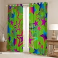 thumbnail image 2 of Feelyou Cartoon Stars Print Curtains Pack of 2 (42x84 Each) for Teens, Kawaii Love Heart Curtains Blackout, Green Pink Graffiti Bedroom Curtains, Window Curtains Home Decor, 2 of 6