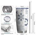 thumbnail image 6 of 20oz Tumblers Blue Christmas Snowflake Pattern Stainless Steel Vacuum Insulated Double Wall Travel Tumbler Cups Mug with Lid and Straw,Cleaning Brush for Cold & Hot Drinks, 6 of 7