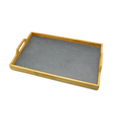 

15.5 x 9.75 in. Pine Wood with Slate Insert Serving Tray Black