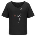 thumbnail image 5 of Blusa informal para mujer, cuello redondo, estampado floral, manga corta, camiseta suelta, tops para mujer Pompotops hfajkhk138437, 5 of 5