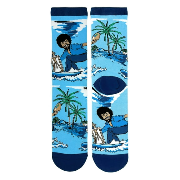 Men’s Novelty Crew Socks, Crazy Funny Cotton Dress Socks Gift - Bob Ross Waves