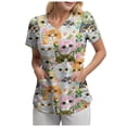 thumbnail image 3 of felwors Scrub Tops Women Funny Print V Neck Short Sleeve Shirts Stretch Anti Nursing Uniform (Light Green, S), 3 of 4