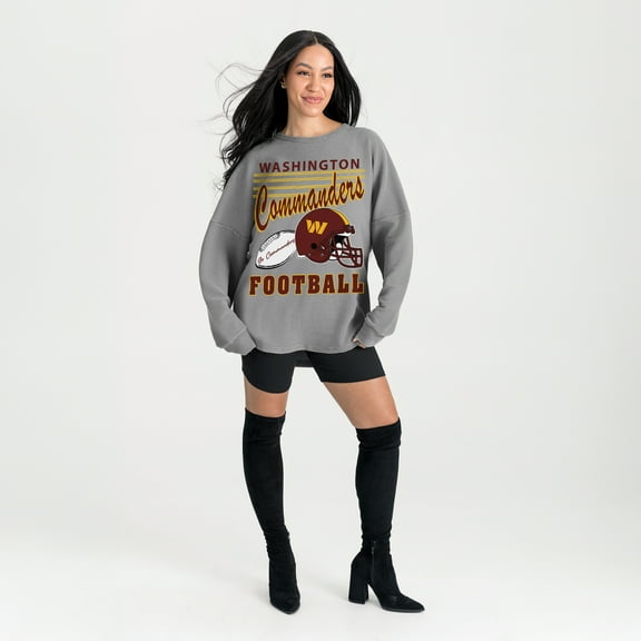 Women's Gameday Couture Gray Washington Commanders Oversized Sweet Victory Corded Sweatshirt