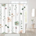 thumbnail image 2 of Extra Long Shower Curtain 72 x 84, Watercolor Floral Fabric Shower Curtain, Sage Green Beige Flower Decorative Bathroom Shower Curtain Set with Hooks, 2 of 6