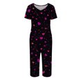 thumbnail image 6 of Garbnen Pajamas for Women Set Valentines V Neck Capri Pants and Short Sleeve Top Heart Print Pajamas Sleepwear with Pockets, 6 of 7