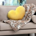 thumbnail image 3 of Wadada Soft Heart Throw Pillow Plush Heart Shaped Decorative Pillow Faux Rabbit Fluffy Heart Shaped Cushion for Girl on Valentine's Day Fit for Living Bed Dining Sofa Car (Yellow), 3 of 6