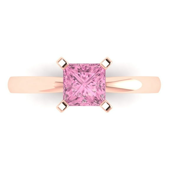 Solitaire Engagement Ring for Women - 1ct Simulated Pink Diamond in 18K Rose Gold Promise Ring