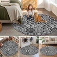 thumbnail image 5 of Black Morocco Round Area Rug 3Ft Washable Small Circle Rugs for Kitchen Entryway, Traditional Tribal Abstract Geometric Art Non-Slip Carpet Floor Mats Indoor Outdoor Carpet Runner Home Decor, 5 of 8