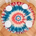 thumbnail image 2 of Red Blue Tie Dye Flower Round Fitted Tablecloth with Elastic Edge,Dining Table Cover Waterproof,Outdoor Round Tablecloth for Camping,Dining,Indoor and Outdoor, 2 of 7