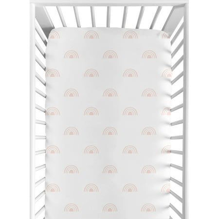 UPC: 0846480096849 | Boho Rainbow White and Blush Pink Fitted Crib Sheet Girl by Sweet Jojo Designs