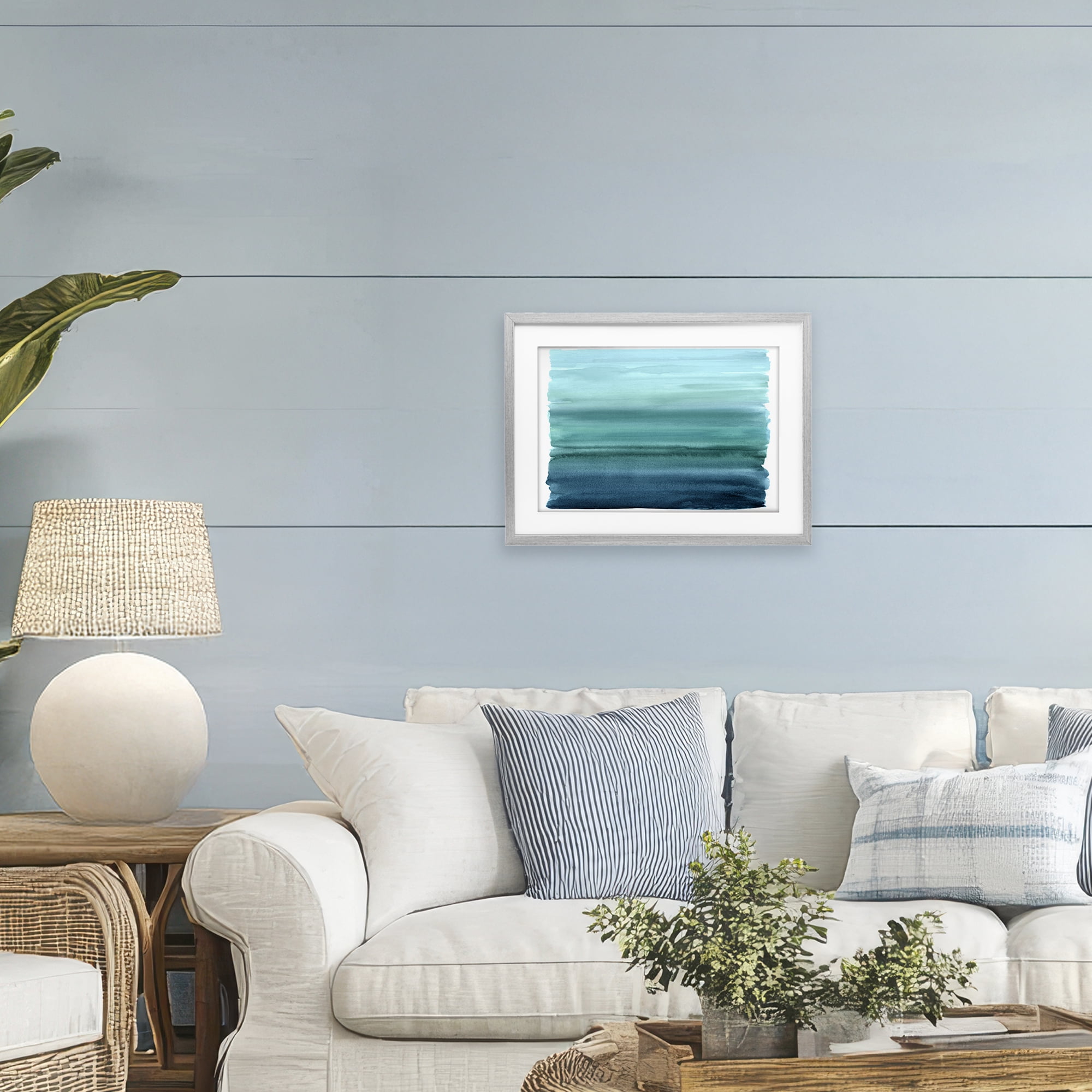 Stupell Industries Ombre Teal Gradient Gray Framed Print Under Glass, design by Allie Corbin
