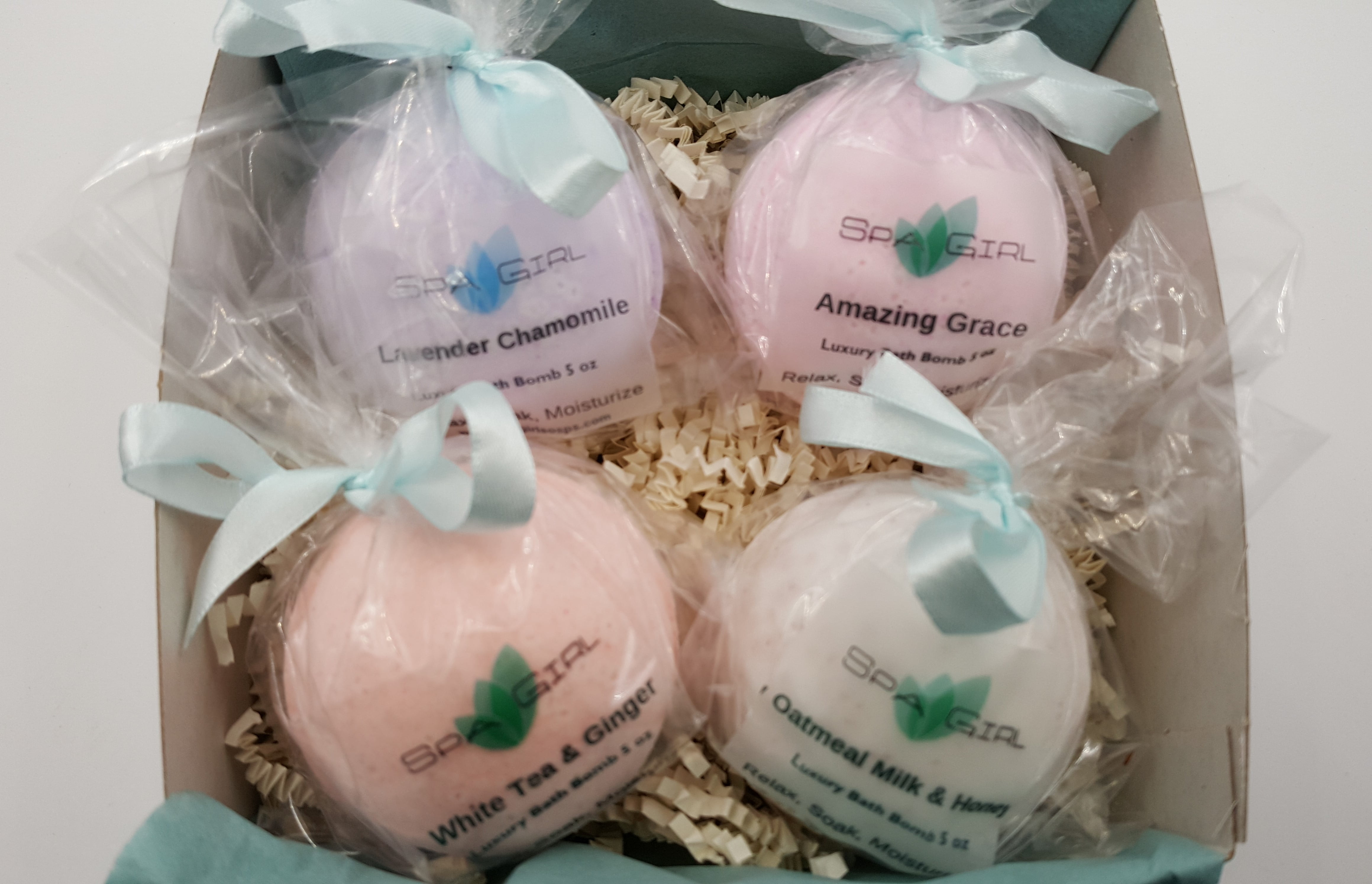 Spa Pure All-Natural Gift Set:  4 XL Bath Bombs in our favorite scents, ultra-moisturizing, individually wrapped, makes a nice gift