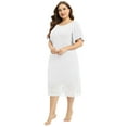 thumbnail image 7 of Women's Short Sleeve Nightgowns Soft Lace Panels Sleep Shirts Plus Size Sleepwear Flutter Sleeve Nightdress Round Neck Nightwear  Pajama Shirts, 7 of 7