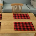 thumbnail image 5 of Pretty Comy 4pcs Christmas Plaid Placemats Non-slip Heat Insulation Table Bowl Mats Kitchen Dining Table Coaster Home New Year Ornaments Red and Black Grid, 5 of 6