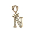 thumbnail image 4 of Cadena y dije de brillos con corona de oro laminado letra N, 4 of 8