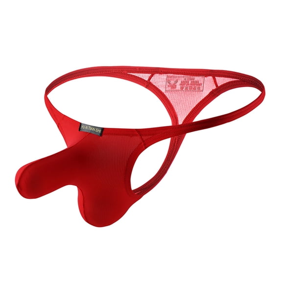 Xijirk Mens Underwear,Trunks Low Rise Mesh Breathable Ice Silk Fabric Big Pouch Design T Style Daily Casual Comfort Wear,Men's Underwear,Red,S