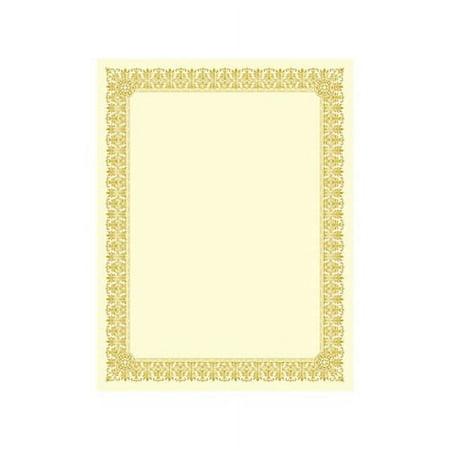 UPC: 0083514886520 | Premium Certificates Ivory   Fleur Gold Foil Border  66 lb  8.5 x 11  15/Pack
