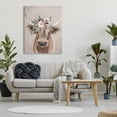 thumbnail image 2 of Highland Cattle Pink Flower Crown Animals & Insects Graphic Art Gallery Wrapped Canvas Print Wall Art, 2 of 7