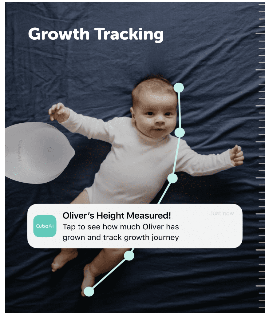 CüboAi CuboAi New Model Smart Baby Monitor 3: Sleep Safety Alerts for Covered Face Rollover, 2.5K QHD Night Vision WiFi Camera, 2-Way Audio, Humidity Sensor, Lullabies. App Control (Wall Mount Set)