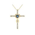 thumbnail image 2 of RYLOS Matching Jewelry Yellow Gold Plated Silver Claddagh Ring & Cross Necklace. Heart Gemstone & Diamonds, 6MM Alexandrite June Birthstone; Size 7, 2 of 9