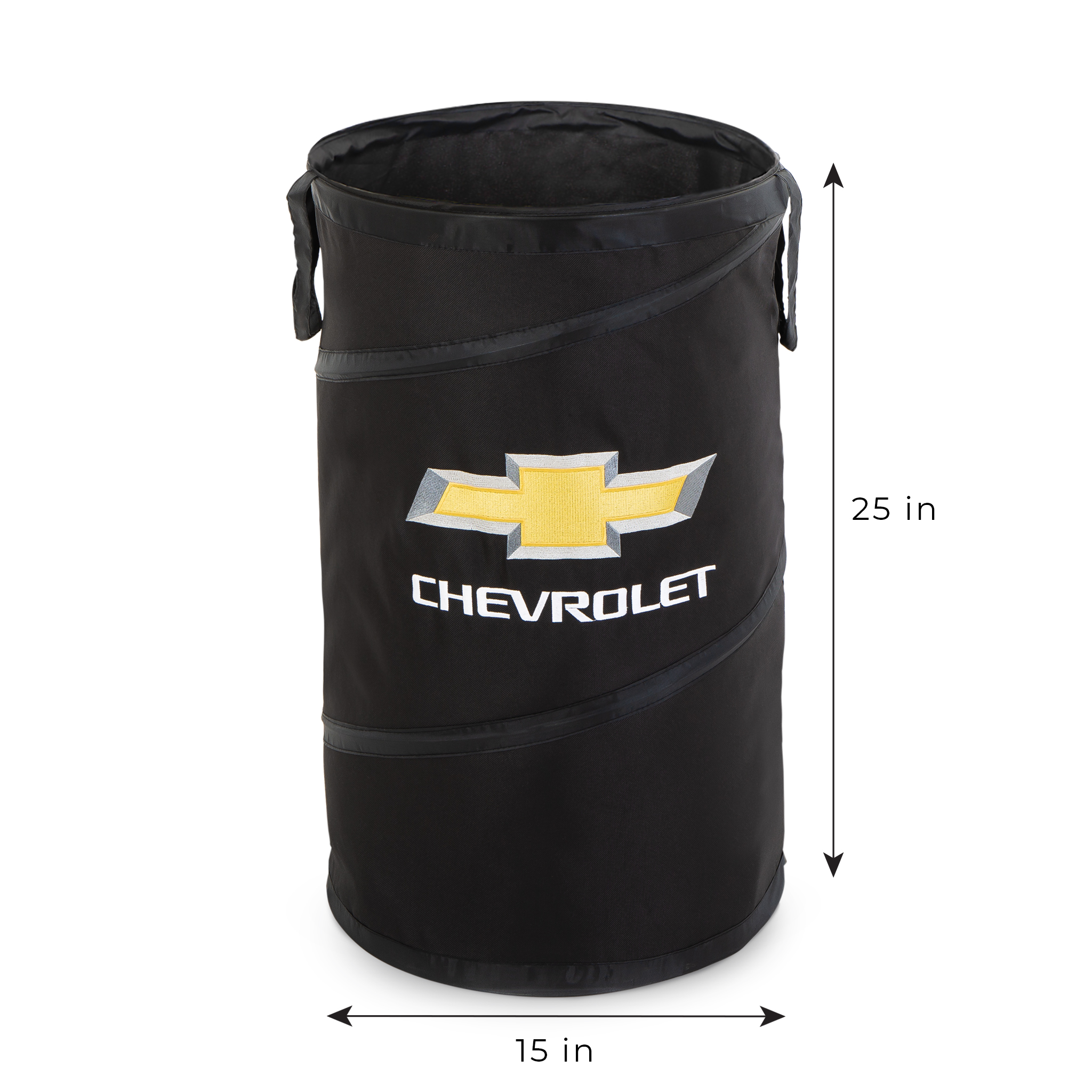 Pop-Up Spiral Laundry Hamper Bag Heavy Duty Polyester - Holds 2 Loads - 15 x 25 inch  - (Black) - Chevy