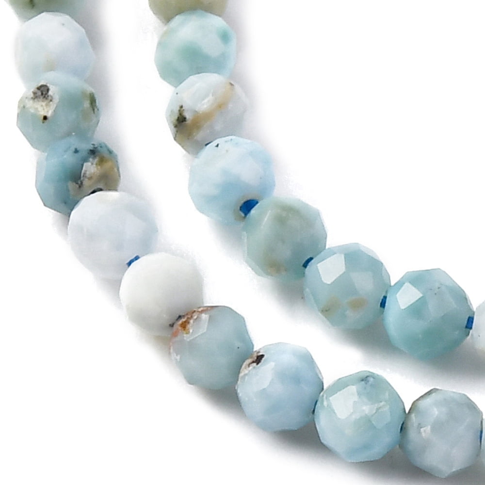 Natural Larimar Beads Strands Faceted Round 3mm Hole: 0.6mm 120~135pcs/strand 14.96''~15.5''(38~39cm)