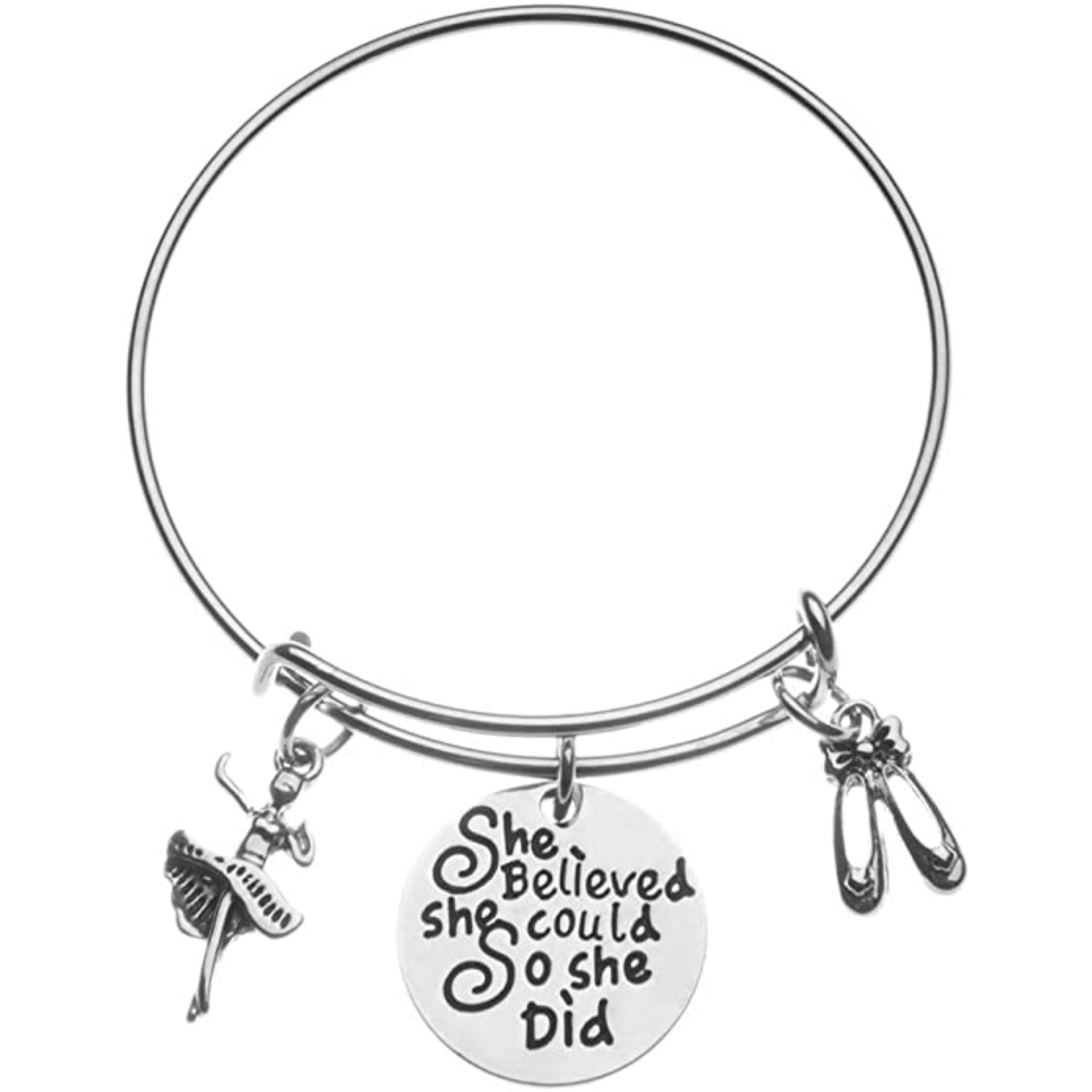 Girls Dance Bracelet, She Believed She Could So She Did Ballet Charm Bracelet