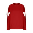 thumbnail image 4 of Scyoekwg Women Oversized Sweatshirts Crewneck Plus Size Sweatshirts Fashion Drop Shoulder Long Sleeve Comfy Pullover Outfits (Red,M), 4 of 6