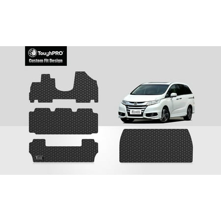 ToughPRO Honda Odyssey Floor Mats - Full Set + Cargo Mat - All Weather - Heavy Duty -Black Rubber -