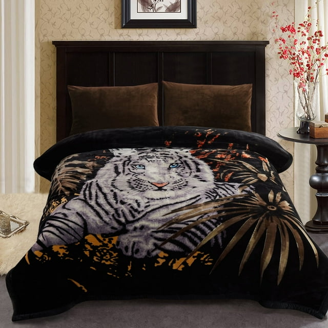 Thick Warm Winter Fleece Blanket For King Bed 2 Ply Reversible Soft Raschel Blanket,85"x93",10lb