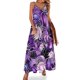 thumbnail image 1 of Vestido largo con estampado de lirios y flores, con tirantes y diseño geométrico, para uso urbano, informal, largo, de verano, con escote en V y tallas grandes, 1 of 7