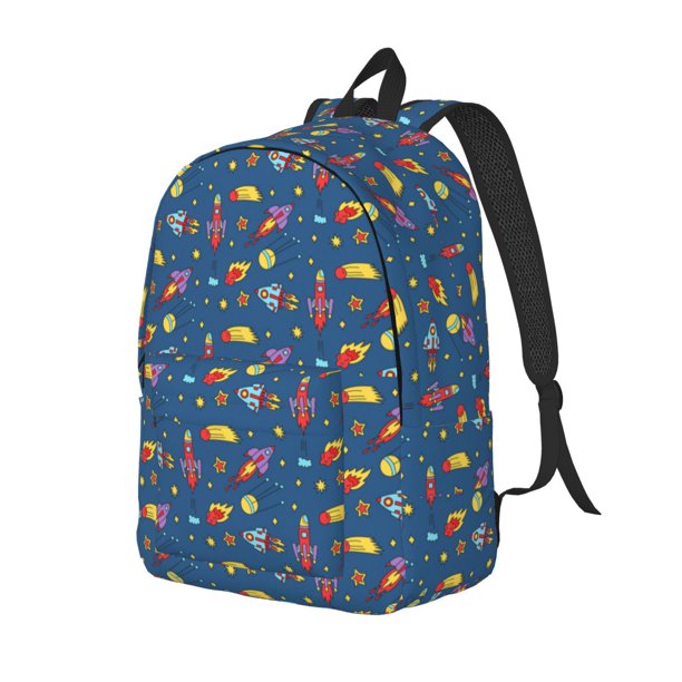 Disketp Cosmos Rockets Mochila de Lona Estampada, Mochila Escolar de Viaje Ligera para Estudiantes y Portátil-Medium