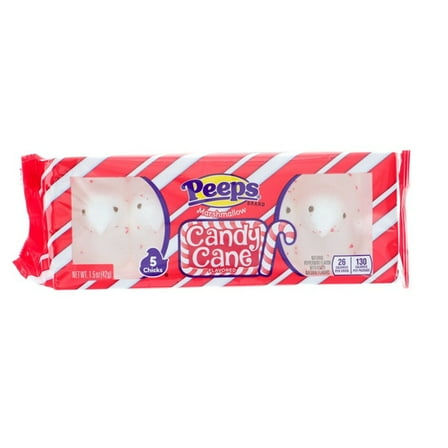 PEEPS Candy Cane Marshmallow Chicks, Christmas Candy - 5 Count (1.5 Ounces)