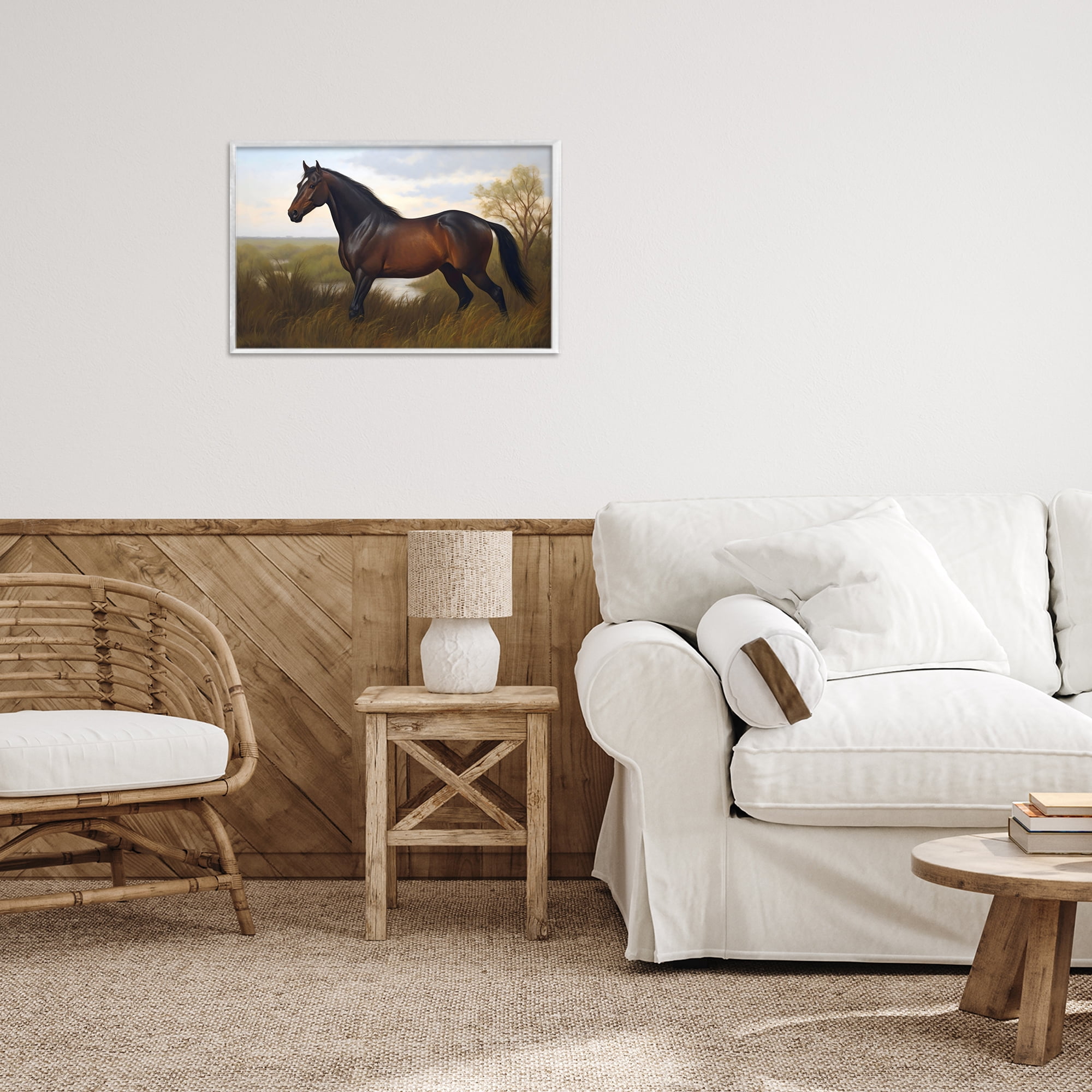 Stupell Industries Stallion in Marshland White Framed Giclee Art, design by Creative Studio