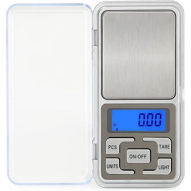 Báscula de bolsillo digital, capacidad de 500 g, balanza de alta precisión de 0,01 g, báscula de peso de recarga de gramos electrónicos mini, báscula de alimentos, báscula de gemas de joyería
