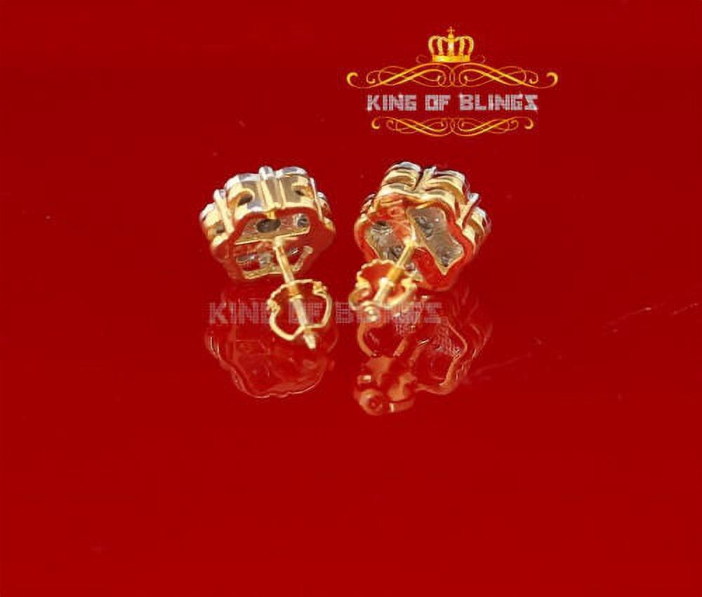 King of Bling's 10K Real Yellow Gold with Real 0.20CT Diamond Round Men's/Women's Stud Earrings