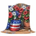 thumbnail image 6 of Red Blue Flower Blanket Soft Cozy Warm Throw Blanket for Couch, Plush Fuzzy Flannel Fleece Blankets for Sofa, Retro Independence Day Flag Wood Grain Bed Blankets Lightweight Gifts for Women, 40"x60", 6 of 9