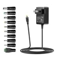 thumbnail image 1 of Basicvolt 12V 2A AC Adapter Universal DC Power Supply 12Volt 2A 1.5A 1A 500ma 300ma for TV Box Tablet Speaker GPS Webcam Router Alarm Clock and More 12V Devices, 1 of 4